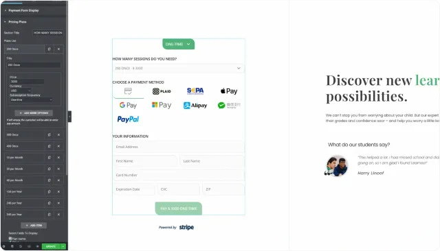Select a Template in Payment Page Settings
