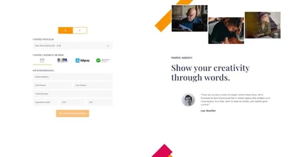 Content Writer payment page template